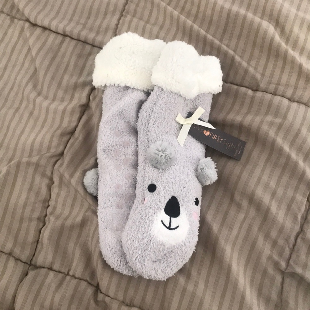 Fuzzy Koala winter socks NWT